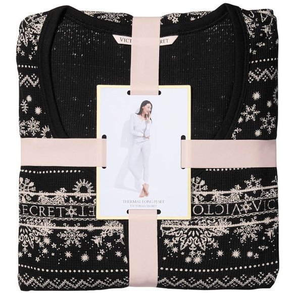 VICTORIA'S SECRET XXL Thermal Long Pajama Set Adorable Fair Isle PJ P.J. PJs NWT - Picture 13 of 14
